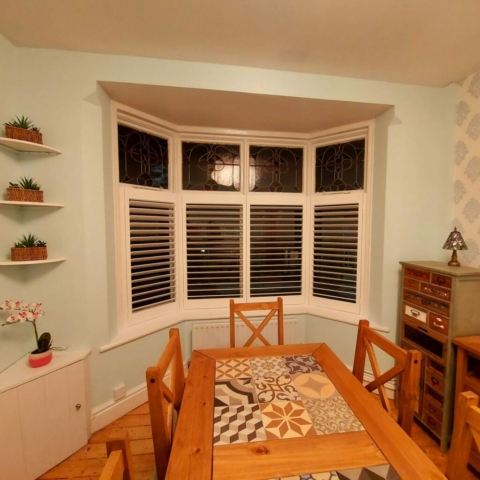 Cafe Style Plantation Shutters for Living Room
