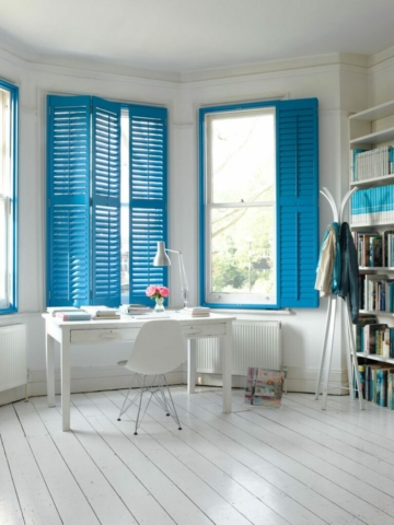 Full Height Blue Shutters for Office Room