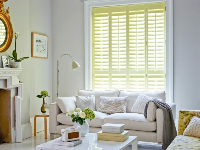 Yellow Plantation Shutters