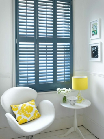 Gloss Blue Plantation Shutters