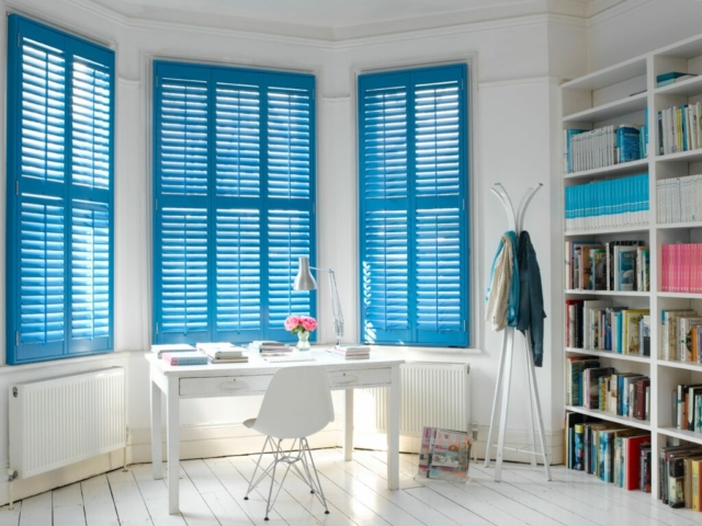 Blue Full Height Shutters for Study Room