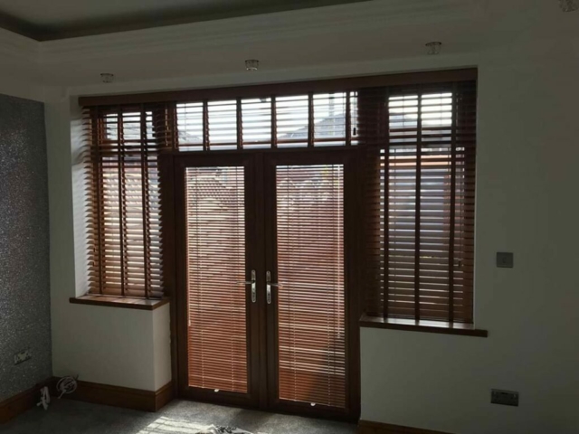 Perfect Fit Aluminium Venetians and Taped Fauxwood Venetians for Patio Door