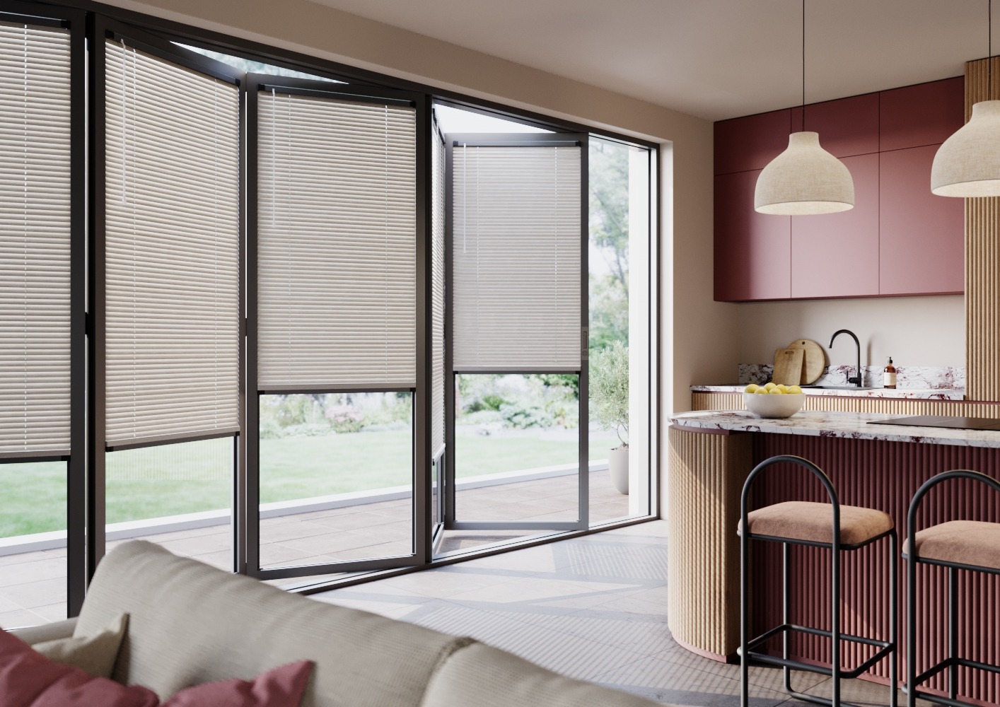 Perfect Fit blinds and Cruze FITtoFRAME blinds installed on modern windows by Scarlet Blinds and Shutters