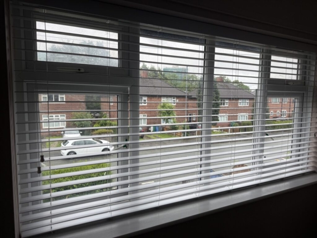 Front Bedroom Venetian Blind Installation in Newton Heath Venetian blind fitted to a front bedroom window in Newton Heath by Scarlet Blinds and Shutters