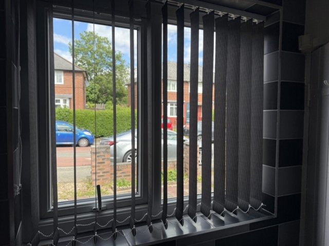 Black Vertical Blinds 3 for £85 Fitted in Blackley, Manchester Black vertical blinds 3 for £85 supplied and fitted in Blackley, Manchester