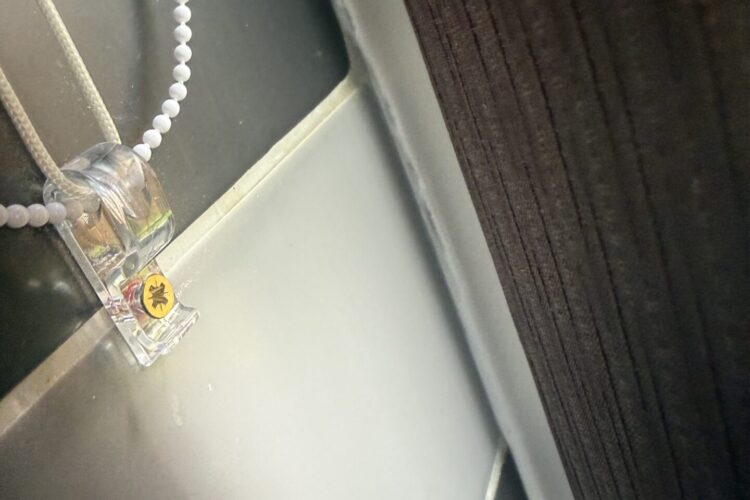 Child safety clip fitted to vertical blinds by Scarlet Blinds & Shutters in Blackley, Manchester