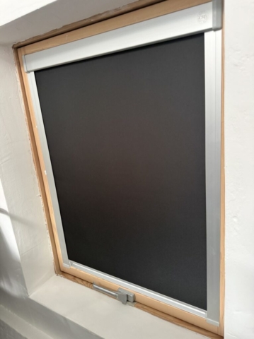 black-optilight-skylight-blind-closed-fitted-by-scarlet-blinds-and-shutters-little-lever-bolton Black OptiLight skylight blind fully closed fitted by Scarlet Blinds and Shutters in Little Lever, Bolton